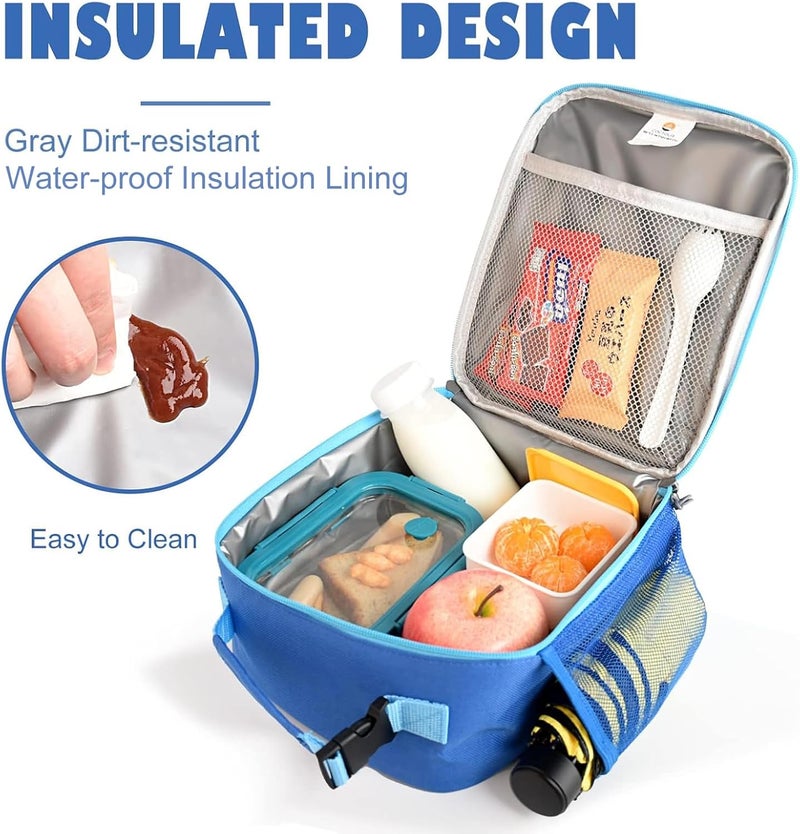 CaCTOUR Lunch Box Kids,Premium Insulated Lunchbox for Girls Boys,Soft Mini Cooler Bag Back to School Thermal Reusable Lunch Bag for Work School Picnic (Blue) - Image 5